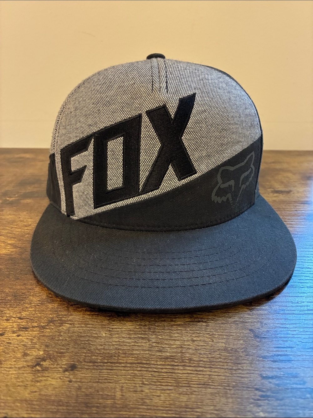 Fox Two-Tone Grey and Black Flat Brim Snapback Hat